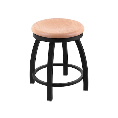 Holland Bar Stool Co 18" Swivel Vanity Stool, Black Wrinkle, Nat Oak Seat 80218BWNatOak